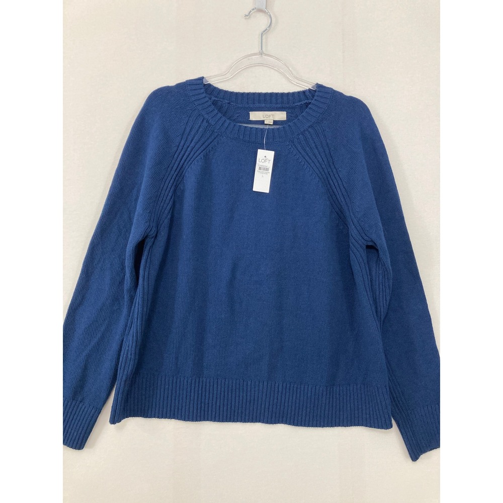 New LOFT Sweater Large‎ Navy Long Sleeve Crew Neck Knit Minimalist Comfy
